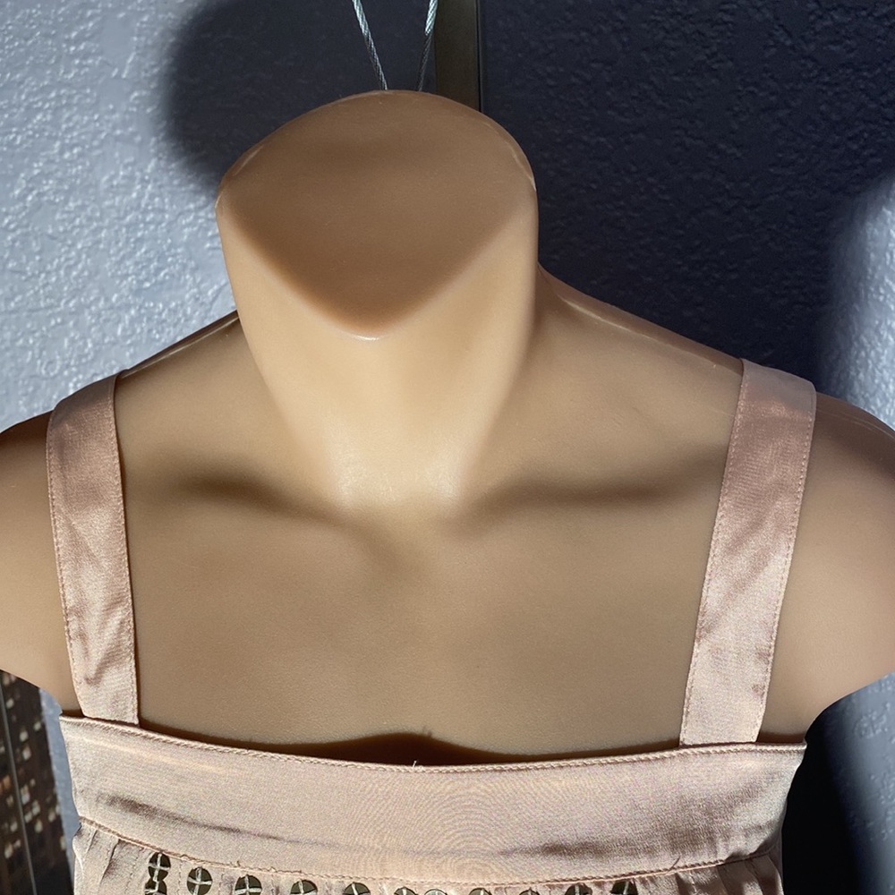 TIBI - silk pocketed, pleated romper: rose gold, square neck, button closure - 4 - Picture 7 of 16